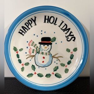 Emerald SNOWMAN PLATE "Happy Holidays" Pre-Owned 10 Inches Wide